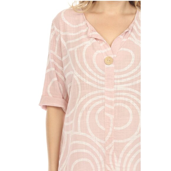 Light Pink Circle Print one button detail top - Picture 7 of 7
